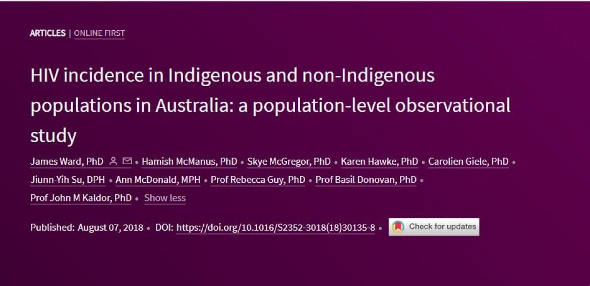 HIV incidence in Indigenous and non-Indigenous populations in Australia: a population-level observational study